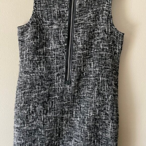 Dana Buchman Size 12 Tweed Dress Leather Trim - Picture 2 of 8